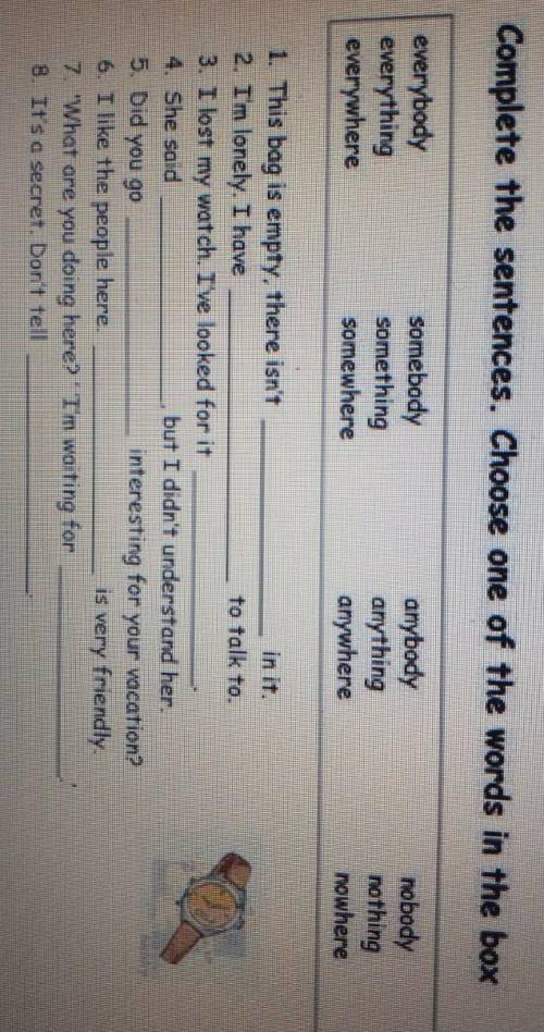Complete the sentences. Choose on of the words in the box
