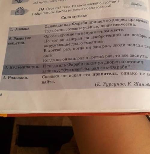 Прочитай текст .из каких частей он состойт?Найди глаголы .какова их роль в повестваний.