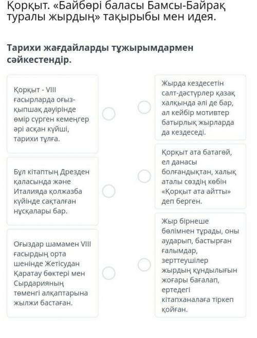 Билим ленд Қорқыт. «Байбөрі баласы Бамсы-Байрақ туралы жырдың» тақырыбы мен идея.Тарихи жағдайларды