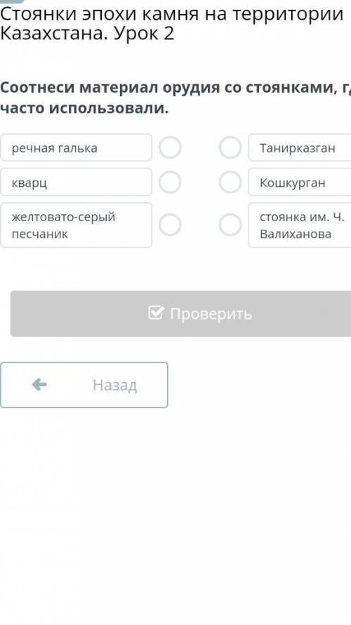 Соотнеси материал орудия со стоянками, где их часто использовали 