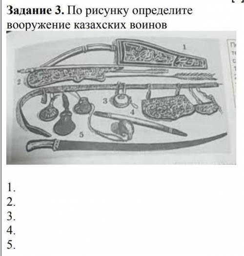 По рисунку определите вооружение казахских войнов 