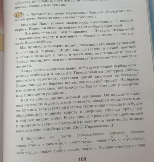 Прочитайте отрывок из рассказа подарок определите тип и стиль речи + задания 