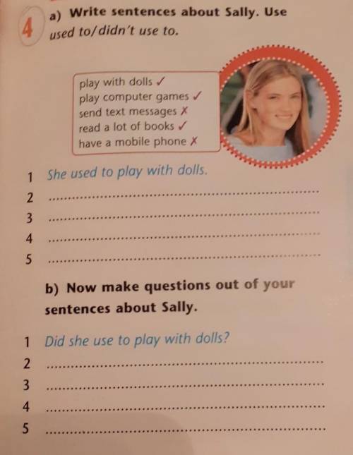 Used to/ didn't use toWrite sentences about Sally. Useused to/didn't use to.