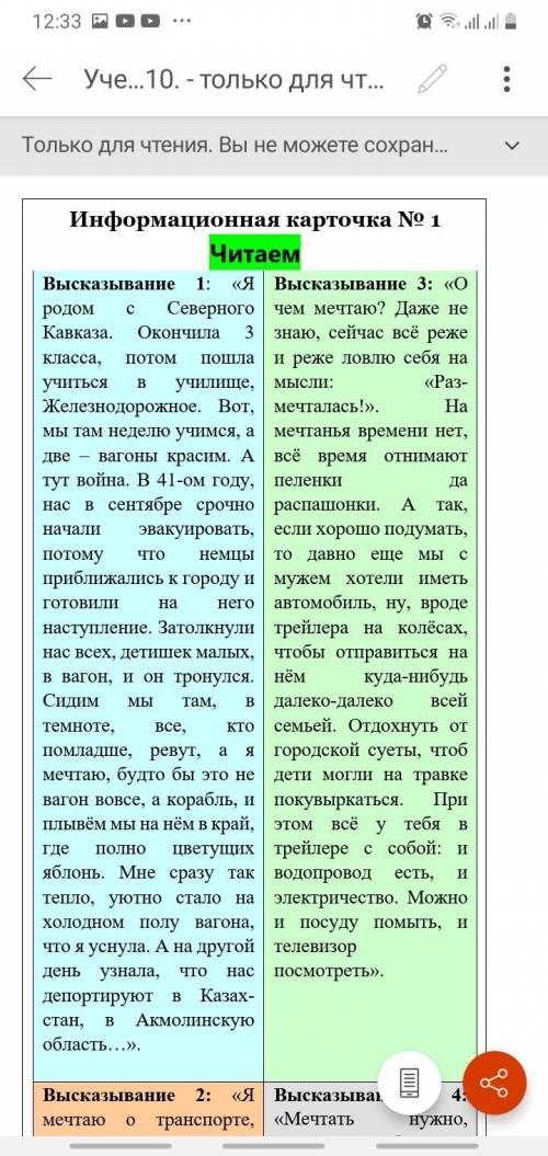 я выбрала зелёное высказывание номер 3