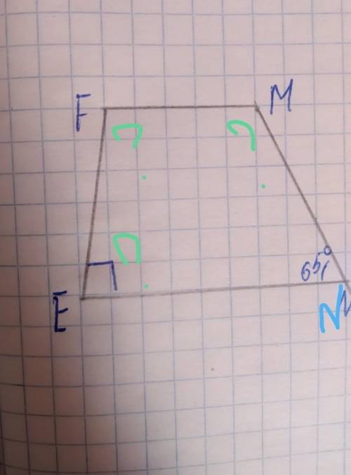 найдите неизвестные углы трапеции : N =65°. Можно с Дано и Решение 