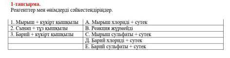 Реагенттер мен өнімдерді сәйкестендіріңдер.