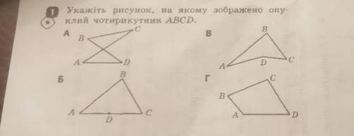 Укажіть рисунок, на якому зображено опту- клий чотирикутник ABCD..CВAВBАС!М.B.БГСBAс