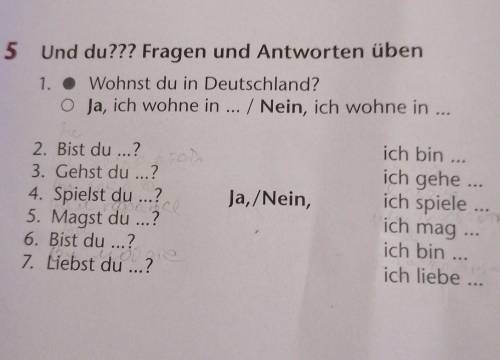 Und du? Fragen und Antworten üben 1. Wohnst du in Deutschland?