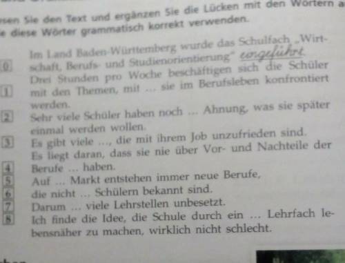 Заполнить пропуски словами: einführendiemenschzukunftsorienachdenkenderallebleiben kein 