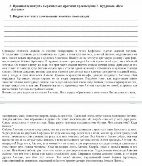 Выделите в тексте произведения элементы композиции 
