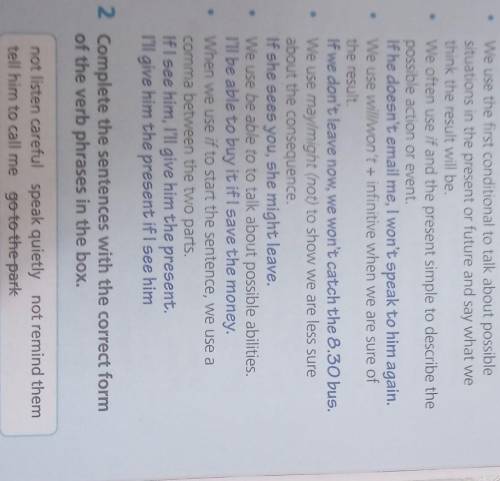 2 complete the sentences with the correct form of the verb phrases in the box.