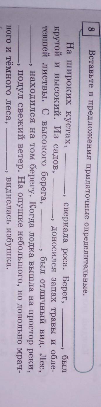 Вставьте в предложения придаточные определительные.