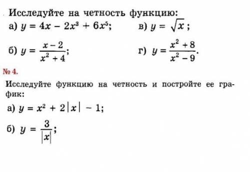 математика 10 класс Первые примеры надо исследовать функцию на честность
