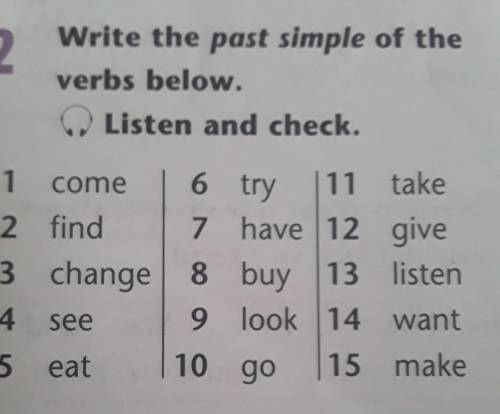 надо написать irregular verbs например come-came я не знаю change, try, look, listen want