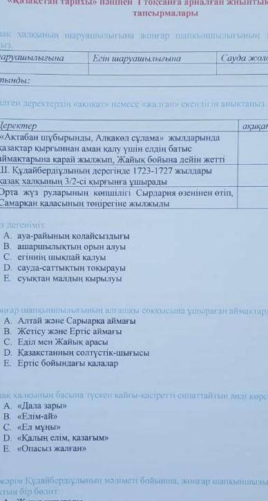 казакстан тарих и дуне жузи тарих бжб 1четвет