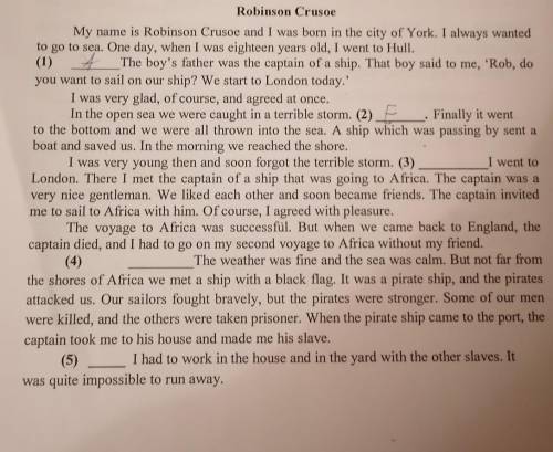 There are five gaps in the text below. Read it and decide which sentence A-E best fits each gap 1-5
