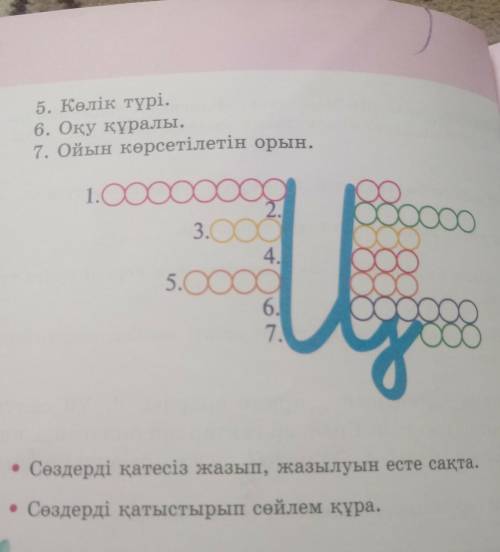 5. Көлік түрі. 6. Оку куралы.7. Ойын көрсетілетін орын.4.1.3.ОО5.6.​