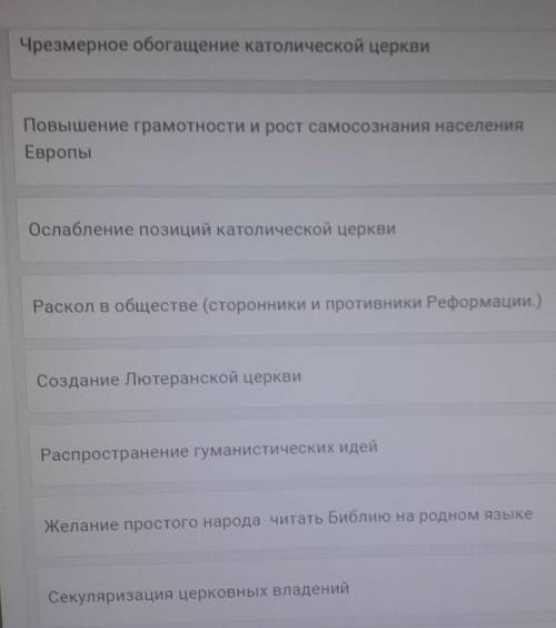 Распределите нижеприведенные предложения на две группы-причины и следствия Реформации