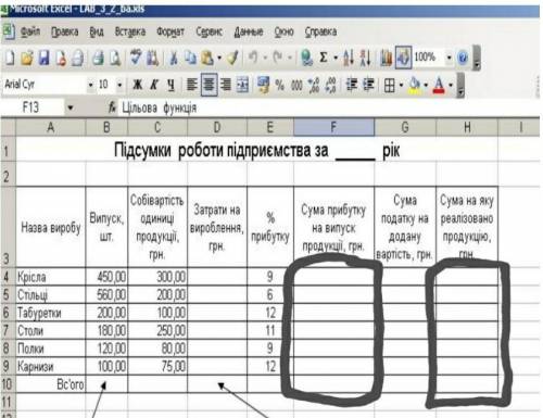 По каким формулам нужно искать значение в этих столбцах, имея только такие данные