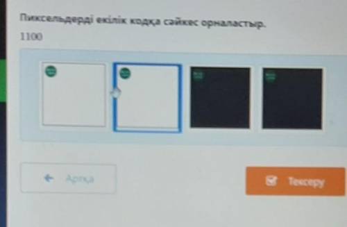Пиксельдерді екілік кодқа сәйкес орналастыр.1100АртқаВТексеру