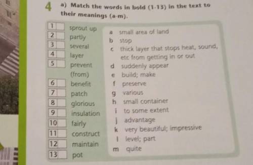 4a) Match the words in bold (1-13) in the text totheir meanings (a-m).