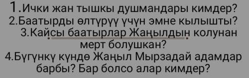 ответьте на эти вопросы, повесть Жаныл Мырза. 
