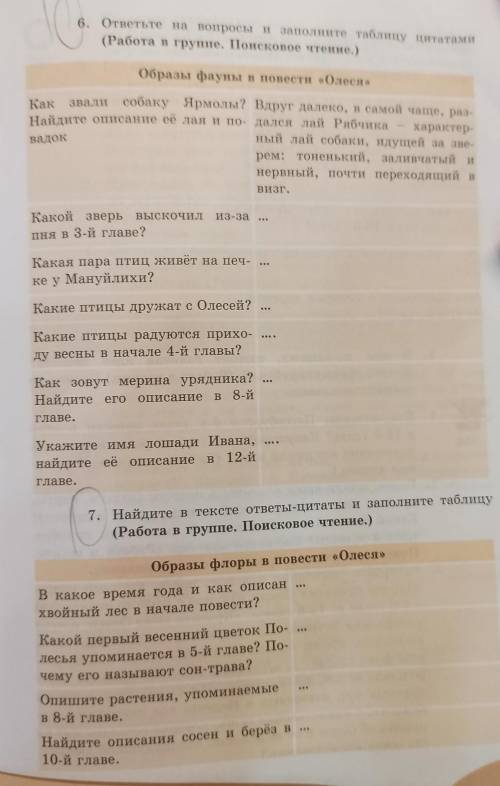 Образы флоры и фауны в повести олеся