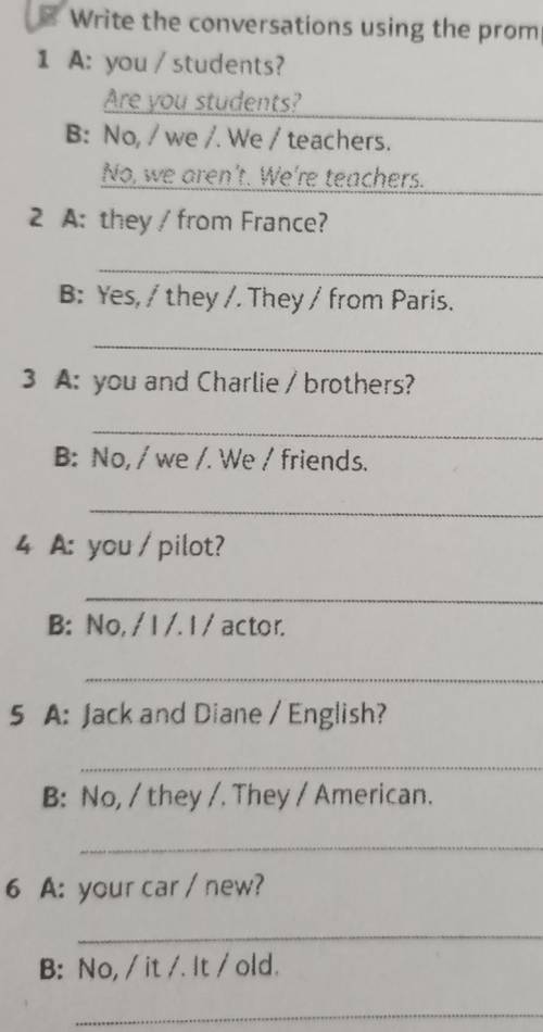 Write the conversations using the prompts​