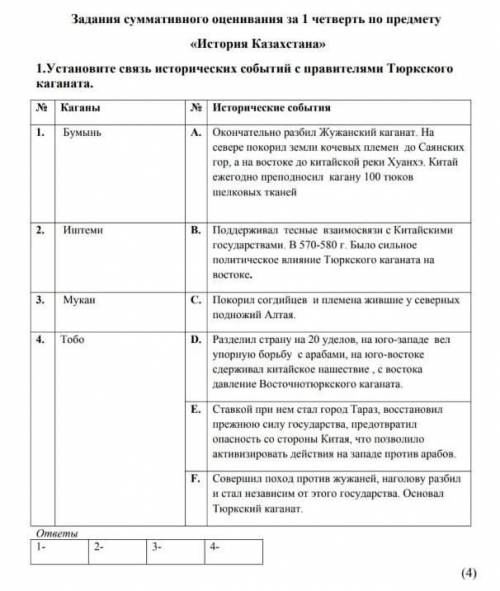 Установите связь исторических событий с правителями Тюркского каганата 