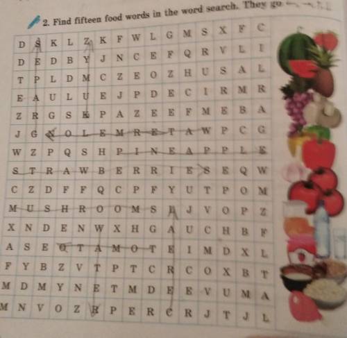 Find fifteen foood wordsin the word search they go 
