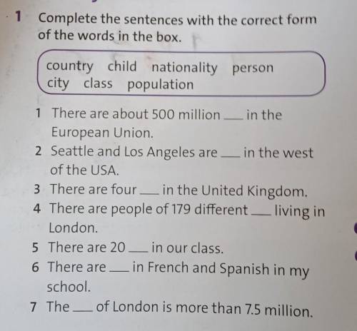 Complete the sentences with the correct from of the words in the box.​
