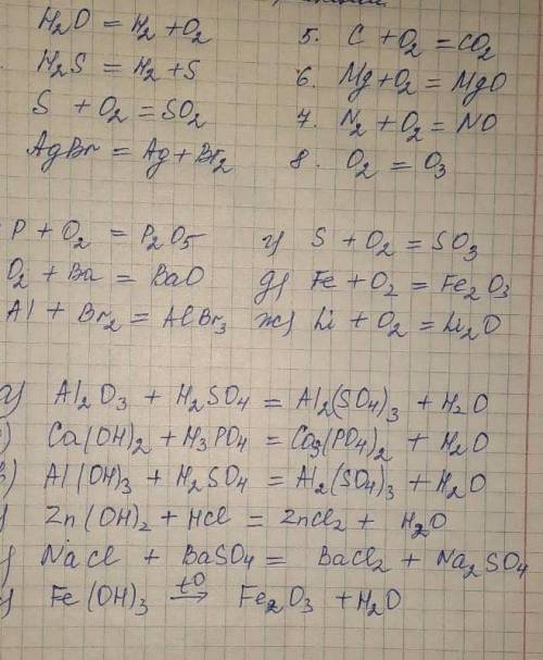 Задание: Расставить коэффициенты в уравнениях химической реакции , определить тип реакции . 