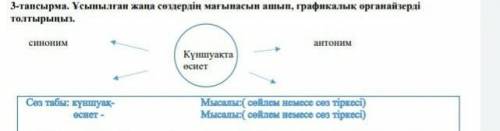 Ұсынылған жаңа сөздердің мағынасын ашып, графикалық органайзерді толтырыңыз.