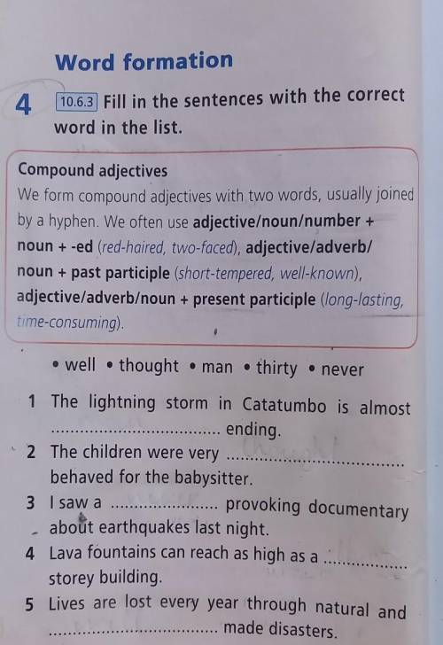 10.6.3 Fill in the sentences with the correct word in the list.
