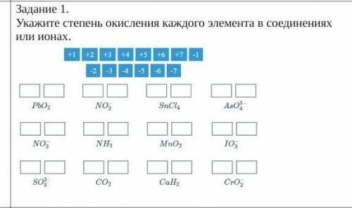 Укажите степень окисления каждого элемента в соединениях или ионах. 