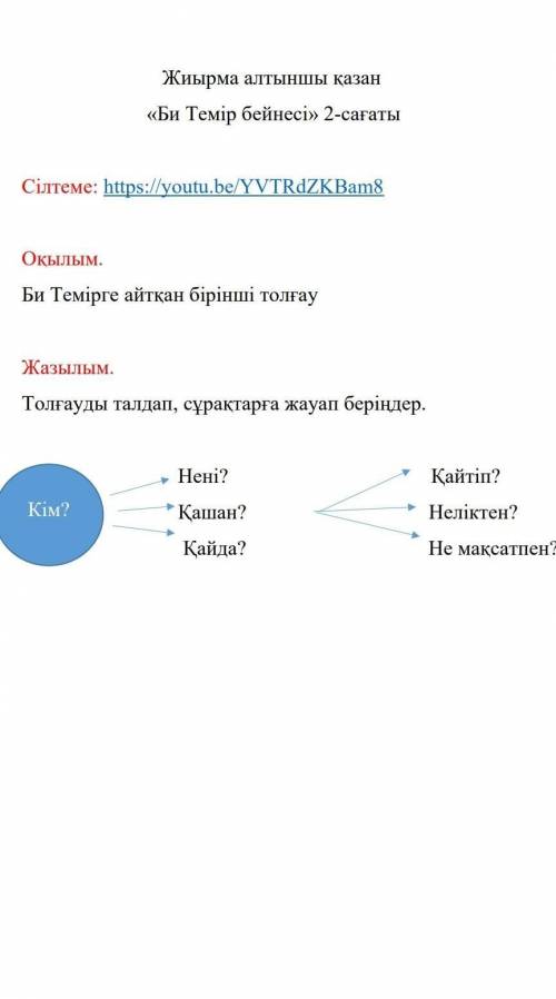 Толғауды талдап, сұрақтарға жауап беріңдер. Нені? Қайтіп? Қашан? Неліктен? Қайда? Не мақсатпен?