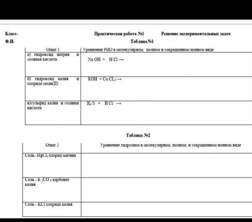 Химия 9 класс заполните таблицу номер 2 