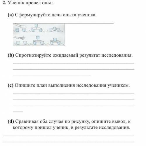 ОТВЕТ ДОЛЖЕН БЫТЬ ПОЛНЫМ 2. Ученик провел опыт. (а) Сформулируйте цель опыта ученика. (b) Спрогнозир
