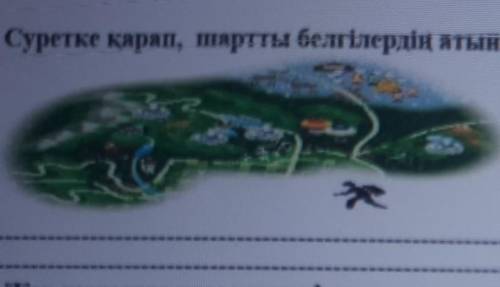 Суретке карап,шартты белгілердің атын жазыңыз көмектеснш