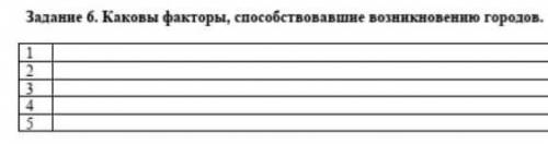 Каковы Факторы возникновению городов 1)...2)...3)...4)...5).. 