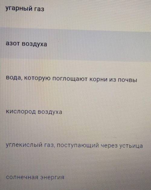 выберите три верных ответа. для образования органических веществ в листьях зелёных растений нужны ​