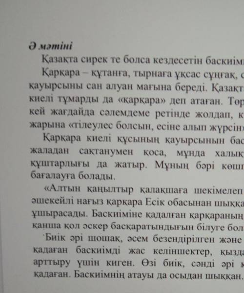 Мәтін мазмұны негізгі жоспар құрыныз