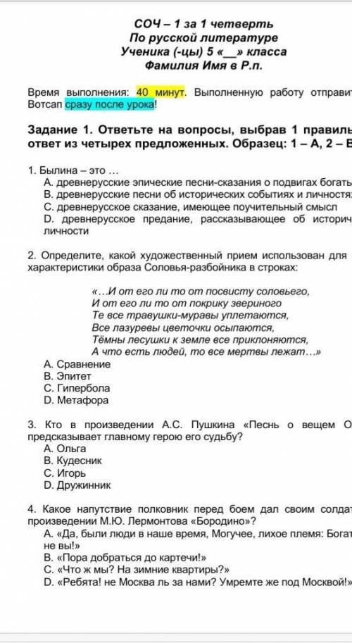 напишите Соч на листке и подпишите Влад Логунов 