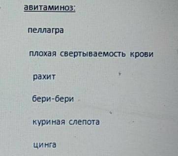 Установите соответствие: Витаминыавитаминозвитамины:авдкррс