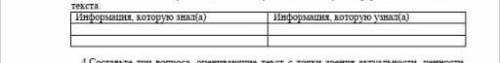 Заполните таблицу информацию которую я зналв и какую узнала