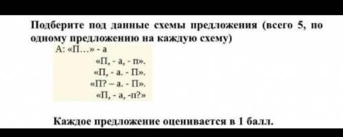 Подберите под данные схемы предложения (всего 5, по одному предложению на каждую схему)