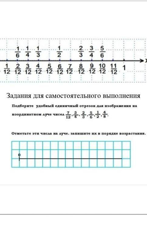 подберите удобный единичный отрезок и отметь на нем дробь 4/8