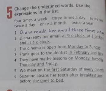 Change the underlined words. Use the expressions in the list