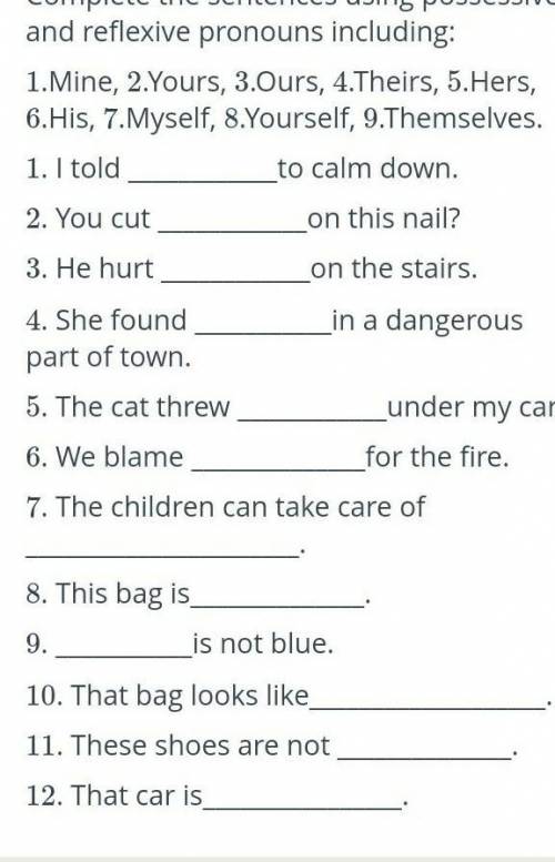 Read the sentences choose and write the right form of a pronoun