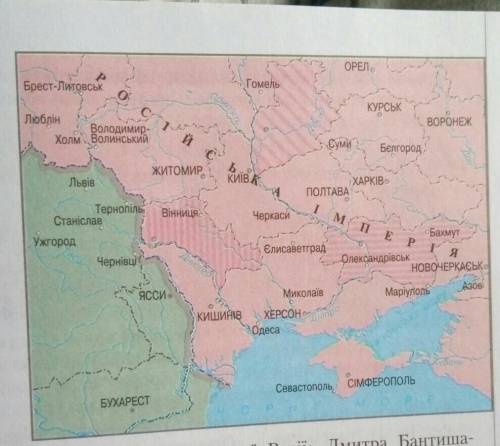 Території яких губерній підросійської України за-штриховано на карті?а) Київська, Чернігівська,Харкі
